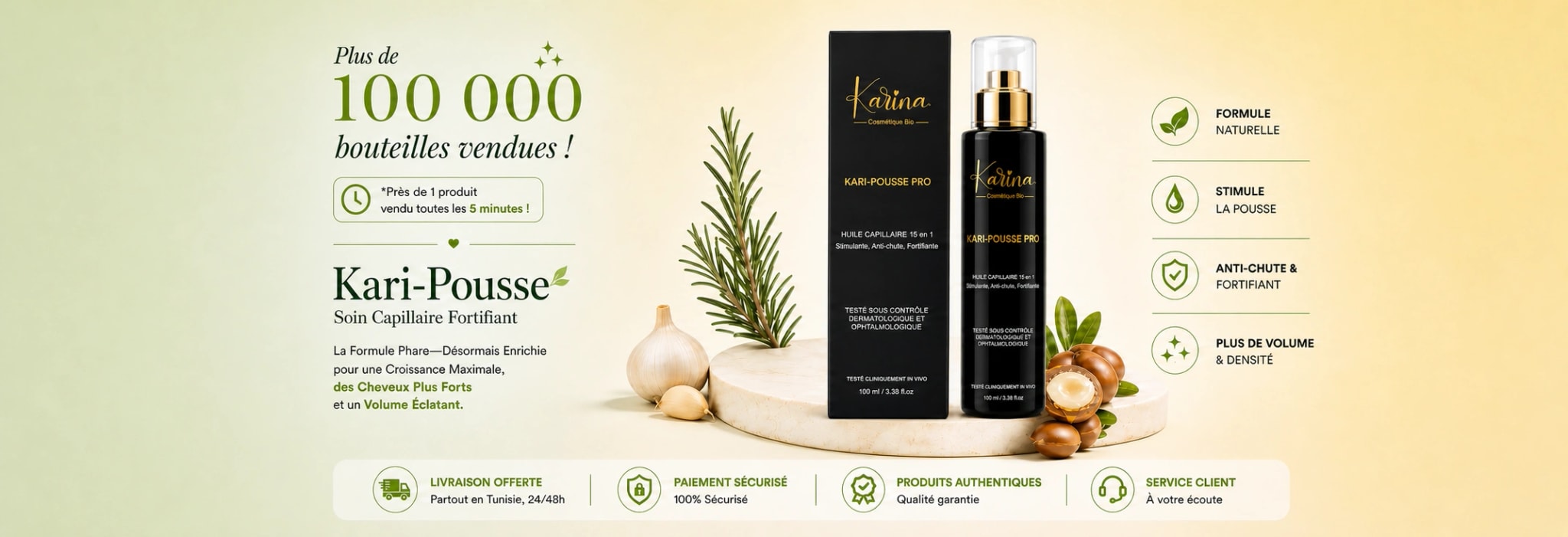 Paliers de commande Karina : livraison gratuite dès 119 DT, cadeaux surprises dès 139 DT, 179 DT et 229 DT