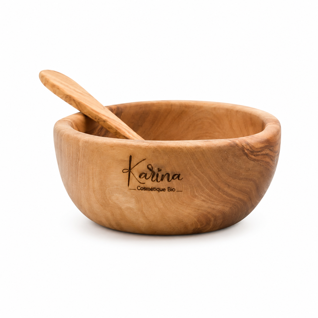 Bol rond et cuillère en bois